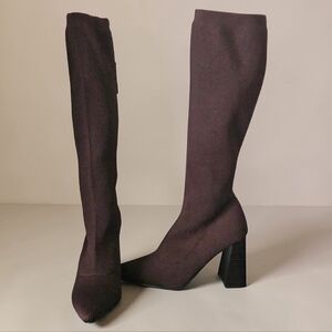 CHOCOLATE BROWN KNEE HIGH SOCK BOOTS SIZE 8.5